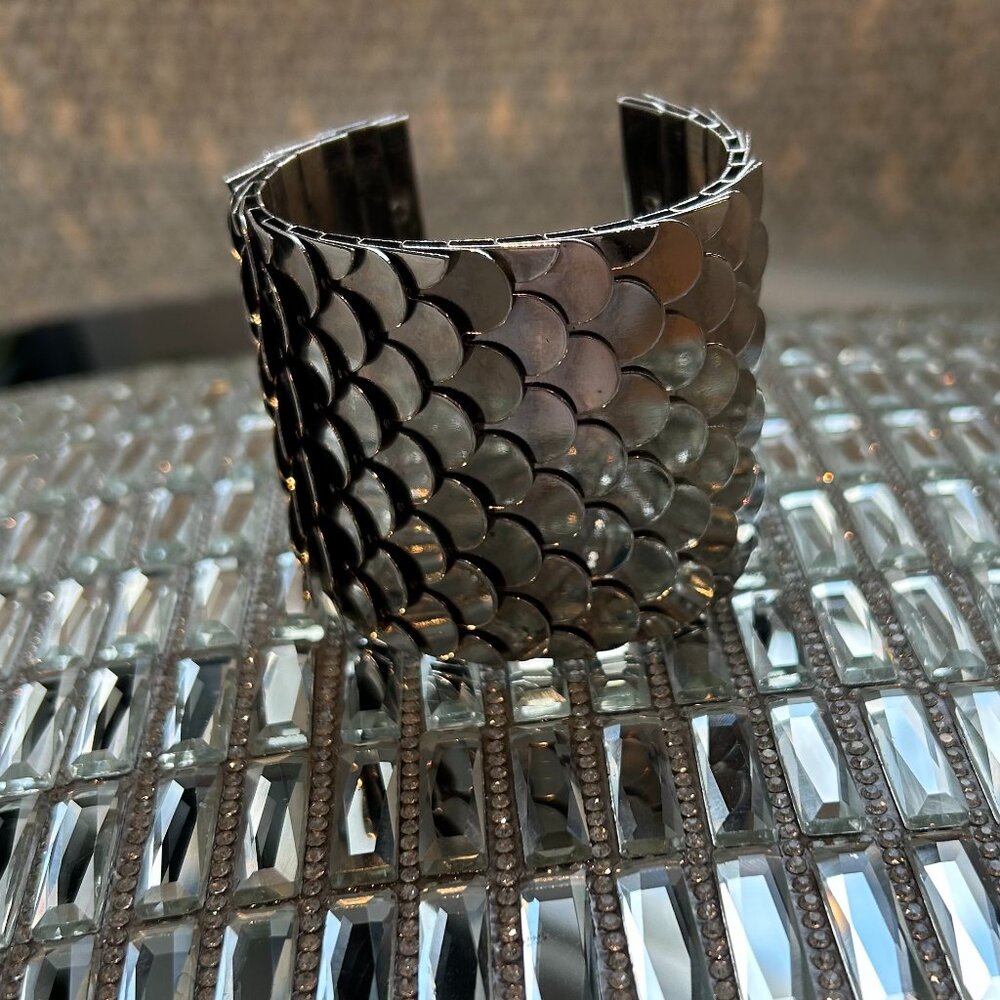 Silver Scale Statement Cuff Bracelet | Luxe Evening Glam